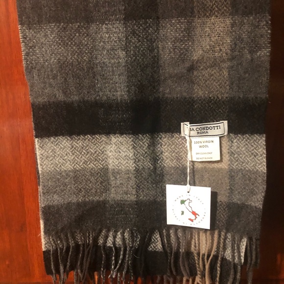 VIA CONDOTTI Men's PLAID WOOL SCARF Italy New - Picture 1 of 2
